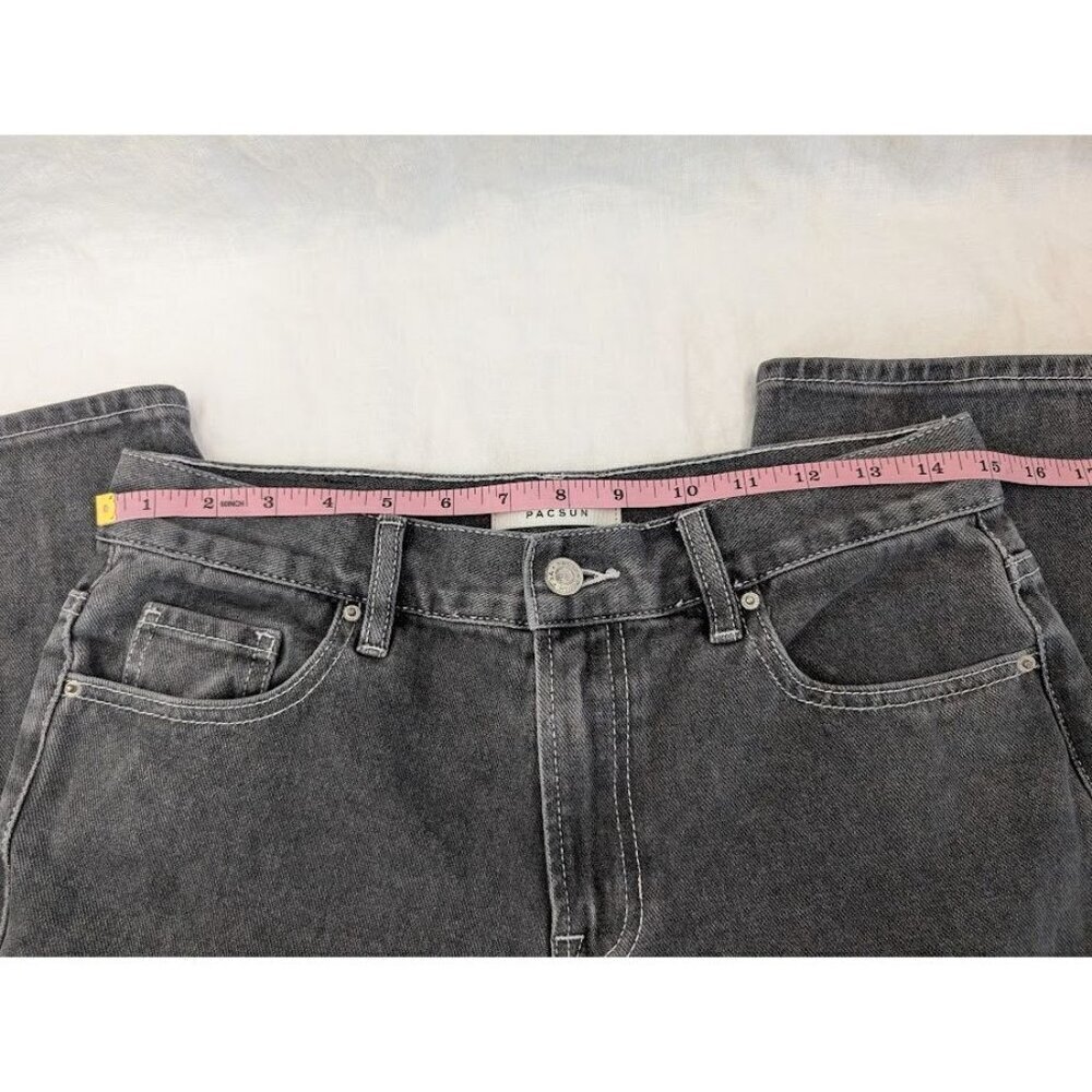 Pac Sun women's 26 high rise boyfriend jeans gray black straight leg denim B10 - Picture 9 of 12